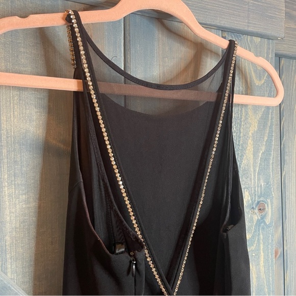 90s Vintage Black Sheath Halter Maxi Dress Size 14 - Picture 6 of 10